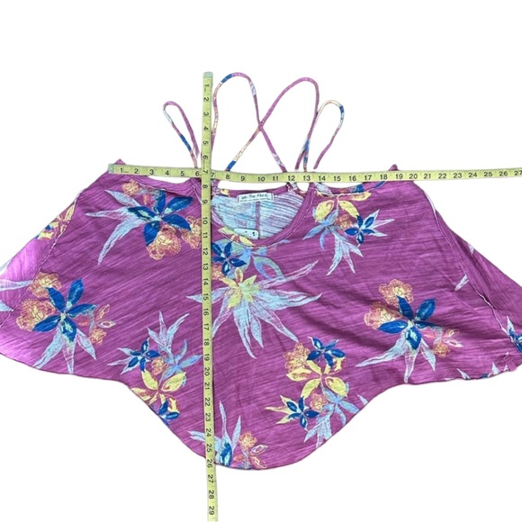 Free People We The Free Hey Girl Tank Purple Floral Crisscross Back NWT XS - Picture 5 of 5